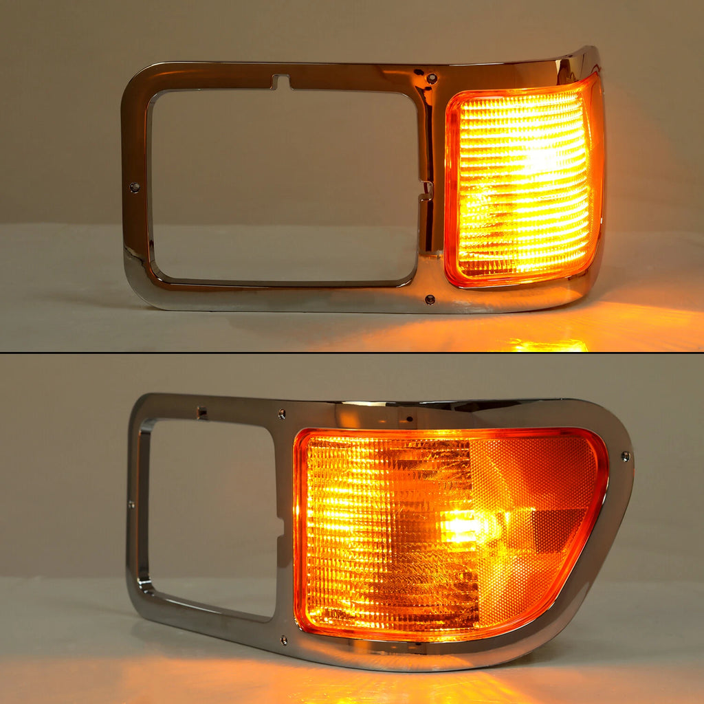 Left Headlight Bezel Trim + Corner Signal Light Lens for Ford F650 F750 (2000–2015)