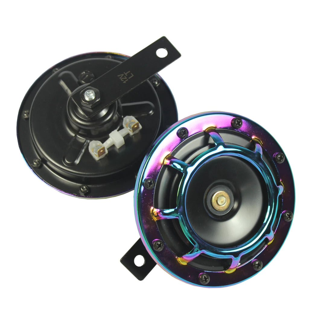 2X Neo Chrome Super Loud Electric Car Horn for Universal Vehicles (12V)