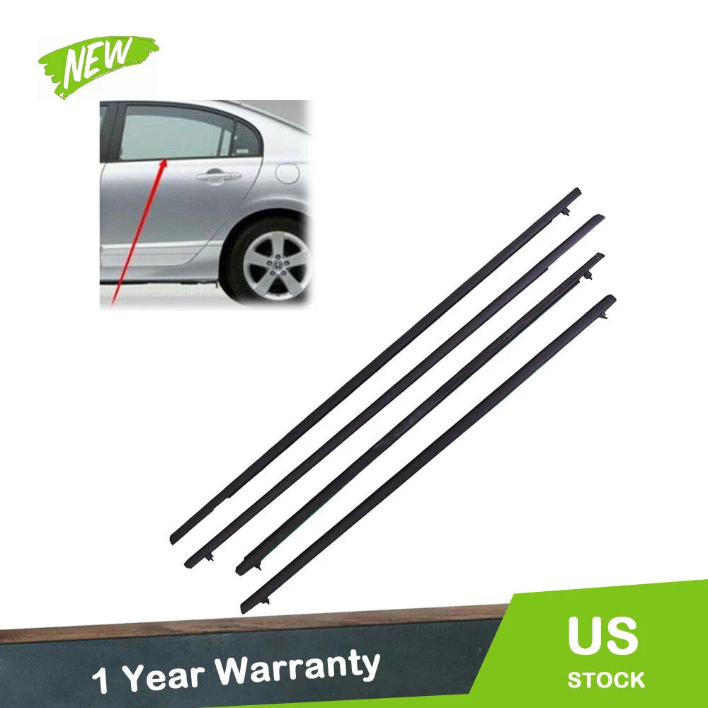 Set of 4 Window Weatherstrip Moulding Trim Seals for Honda Civic (2006–2011)