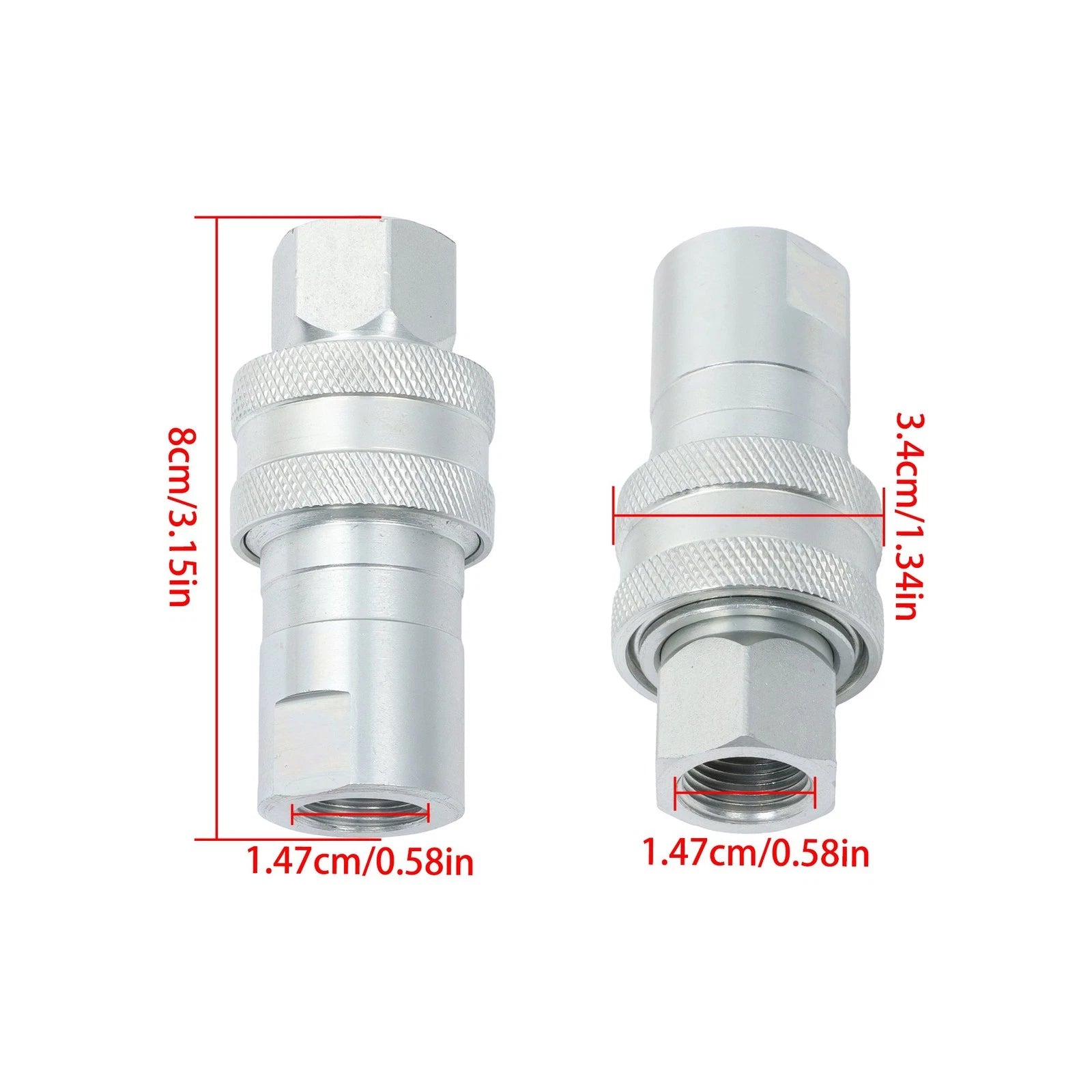 3/8" NPT Thread Hydraulic Quick Connect Couplers Set of 4 ISO 5675 with Dust Caps