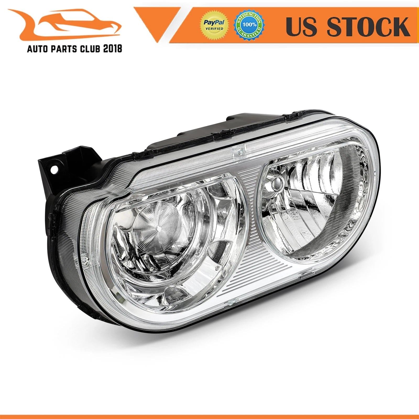 Chrome Housing Headlights Assembly L+R for Dodge Challenger (2008–2014)