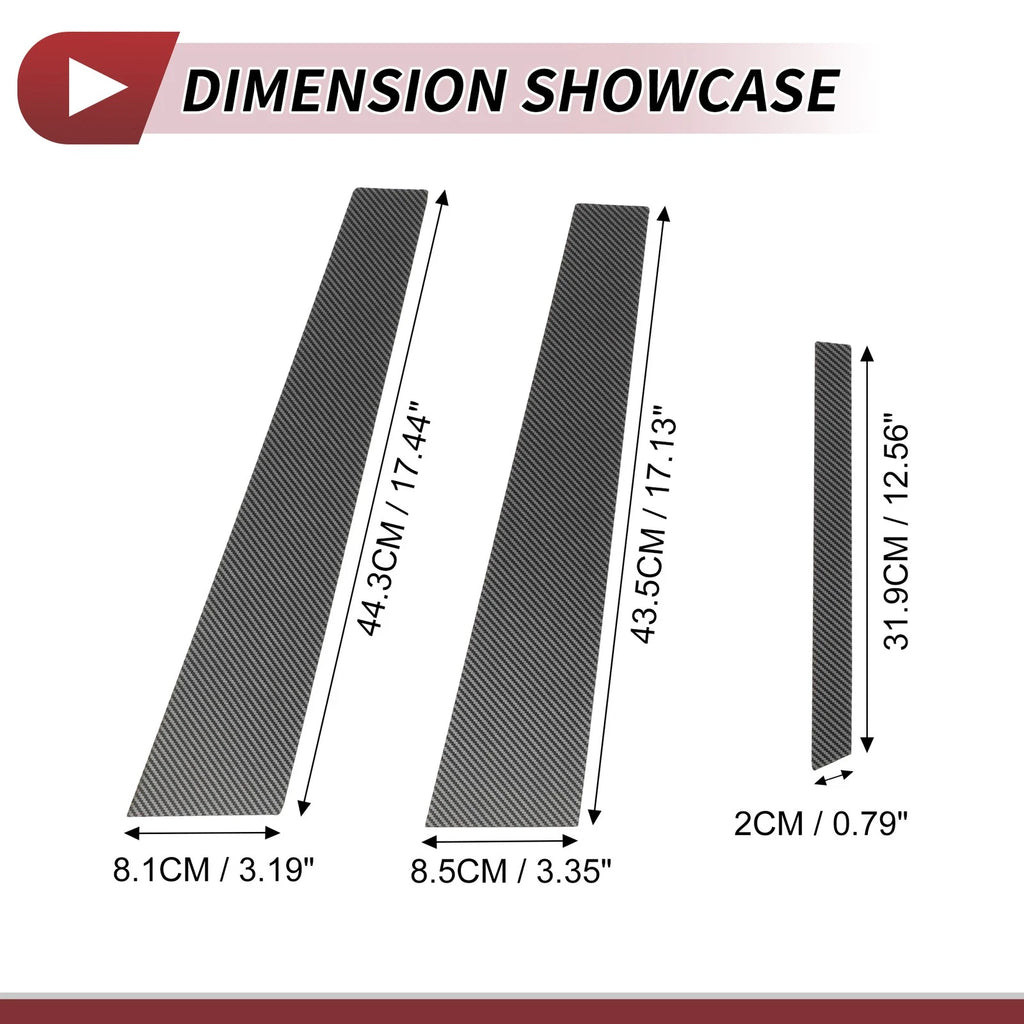 6 Pcs Door Pillar Window Trim for Mercedes S-Class  Carbon Fiber
