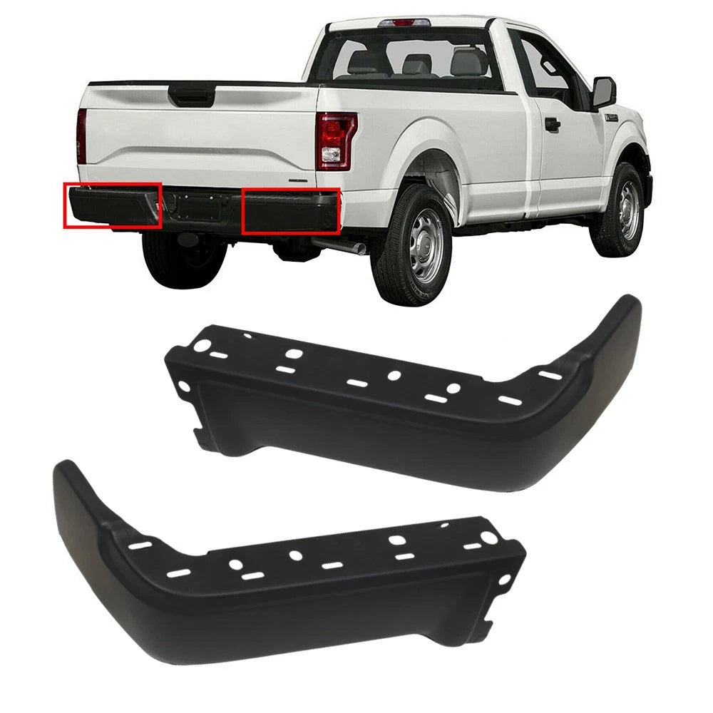 Pair Rear Bumper Ends for Ford F150 (2009–2014) Primered Steel Black