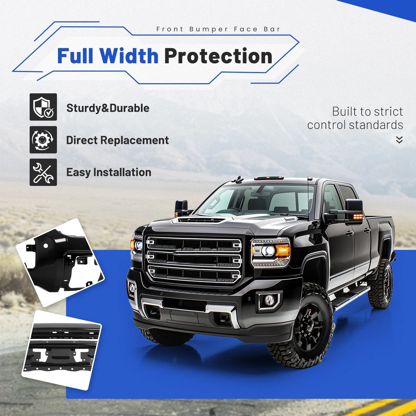 Front Bumper Face Bar for GMC Sierra 2500HD 3500HD (2015–2019)