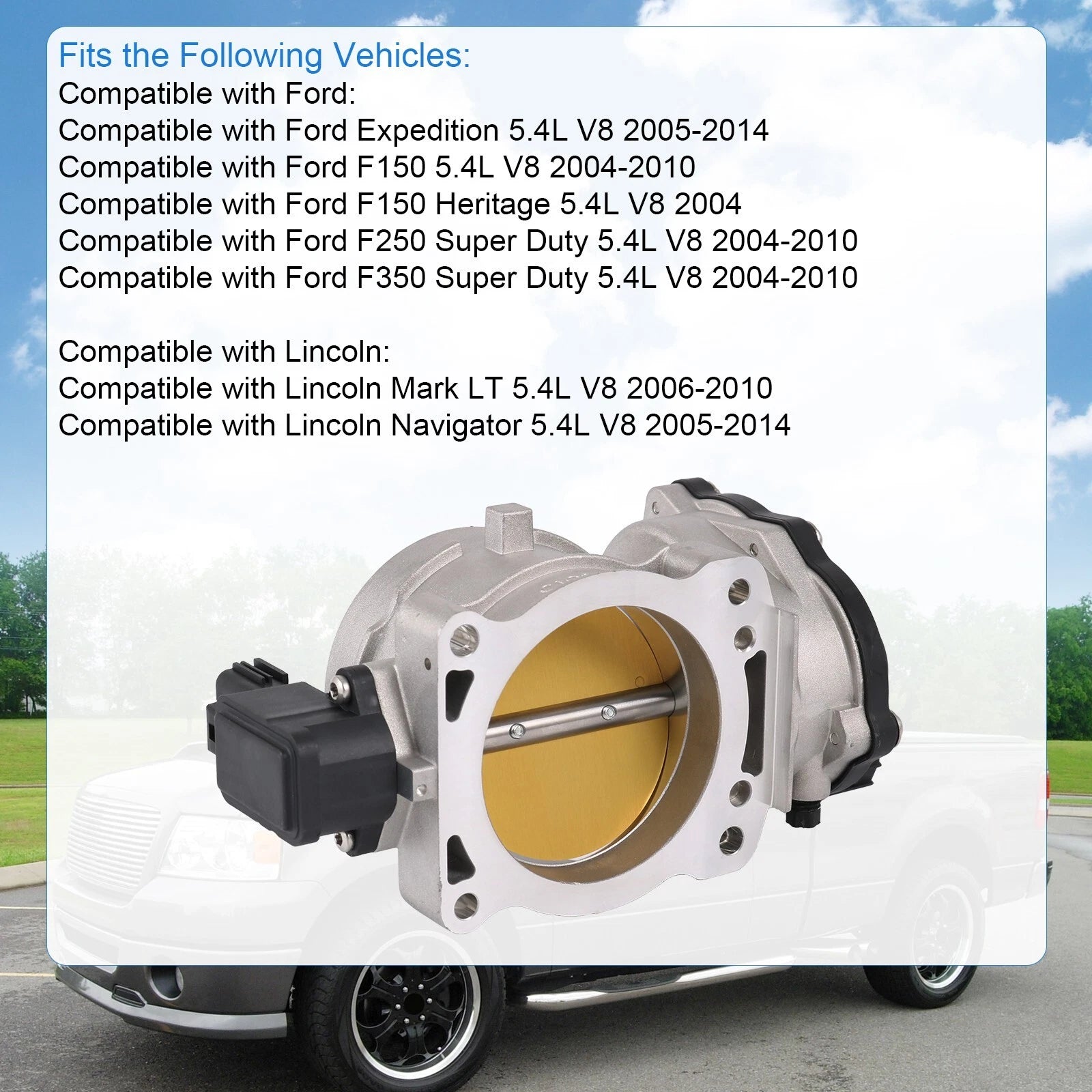 Throttle Body for Ford F-150 F250 Expedition 5.4L (2005–2010) 75MM TPS