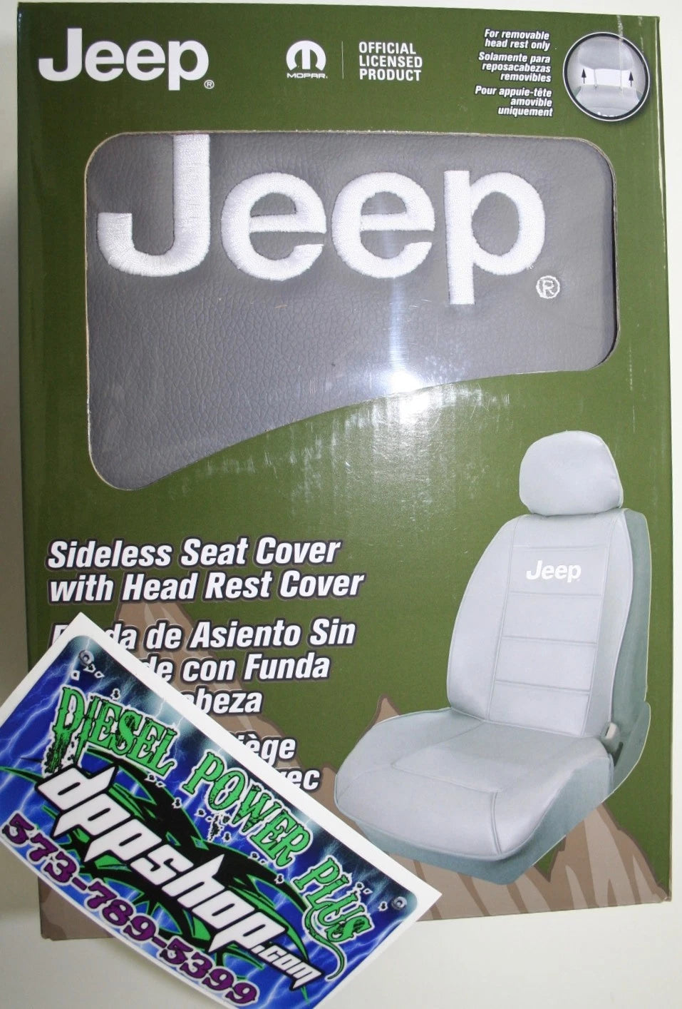 Sideless Seat Cover for Jeep SUV 4x4 (Grey, Vinyl, Embroidered)