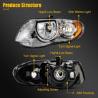 2Pcs Headlight for Chrysler Town & Country (2005–2007)