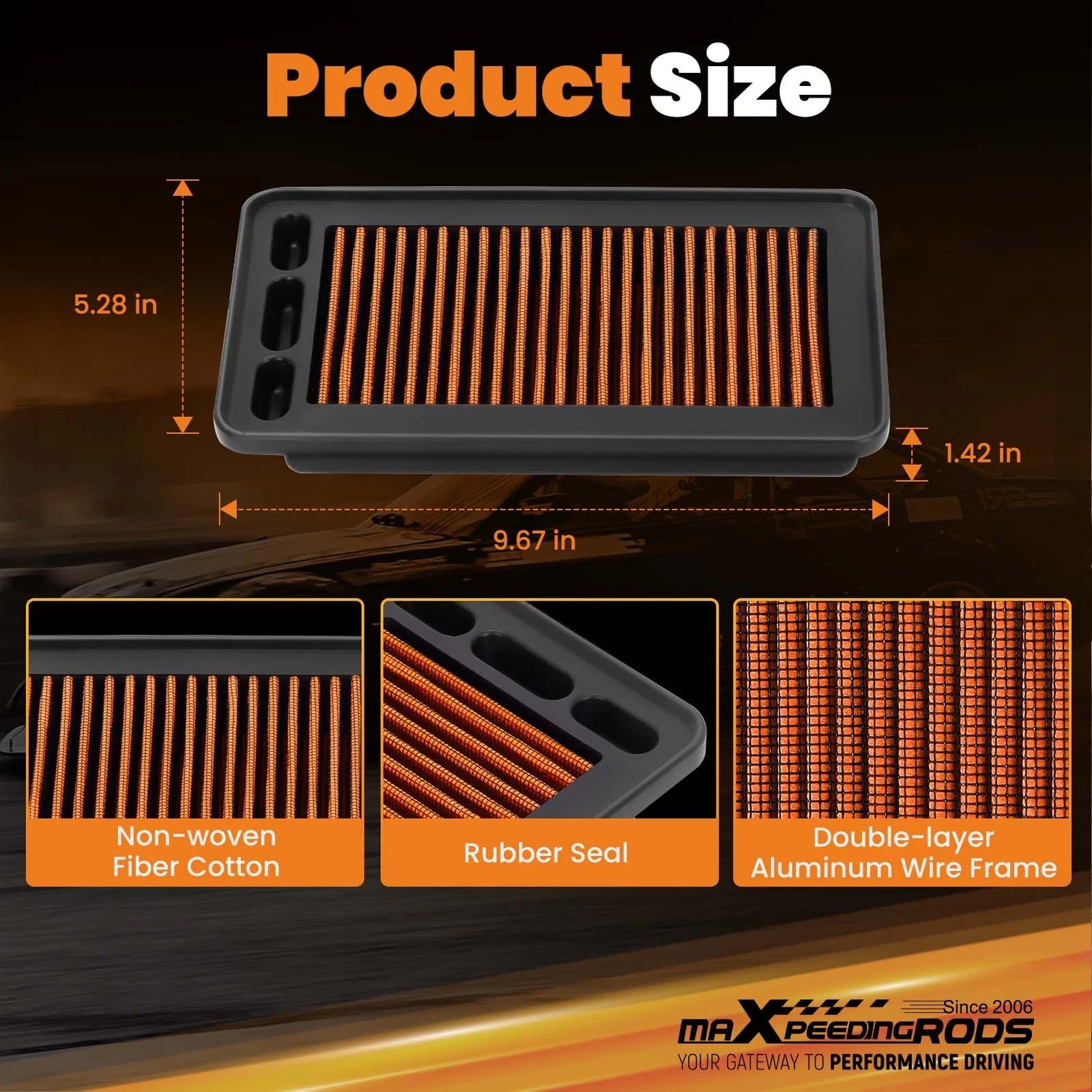 Washable Replacement Air Filter Panel for Honda Civic CR-V (2017–2022)