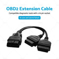 OBD2 16 Pin Splitter Extension Cable Male to Dual Female for Vehicles (30cm)