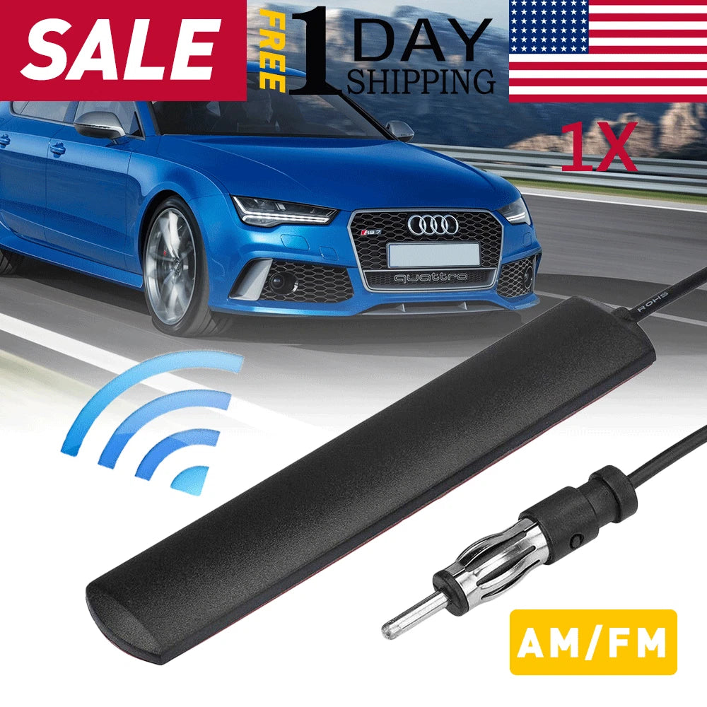 Hidden Amplified Antenna for Universal Car Stereo AM/FM Radio (10ft)