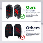 Carbon Fiber Red Smart Key Shell Cover for Jeep Chrysler Dodge (2014-2025)
