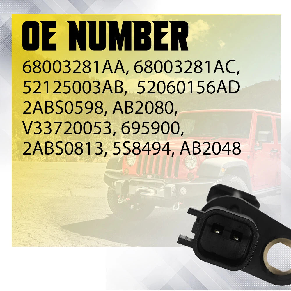 Set of 4 ABS Wheel Speed Sensors for Jeep Wrangler (2007–2017)