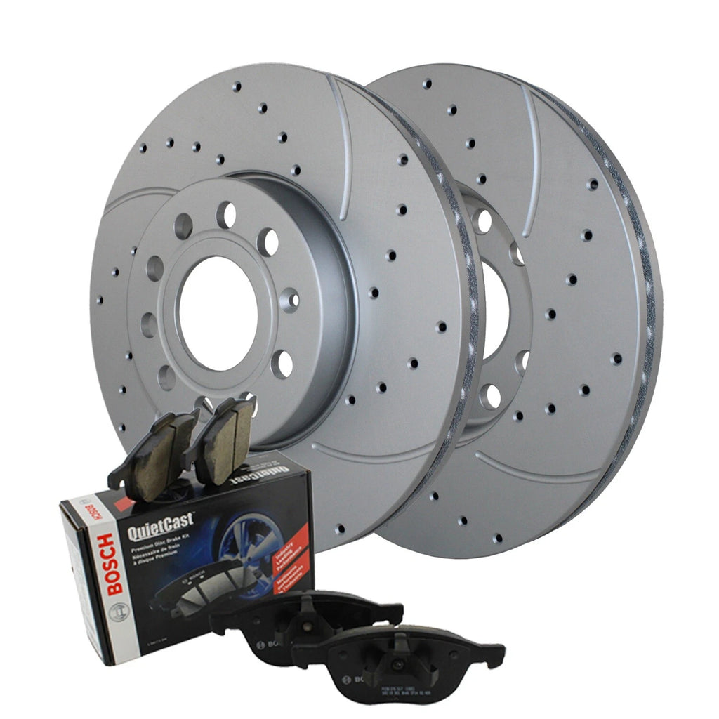 Front Brake Kit 288mm Drilled Rotors & Bosch Pads for A3 Q Beetle Jetta (2006–2013)