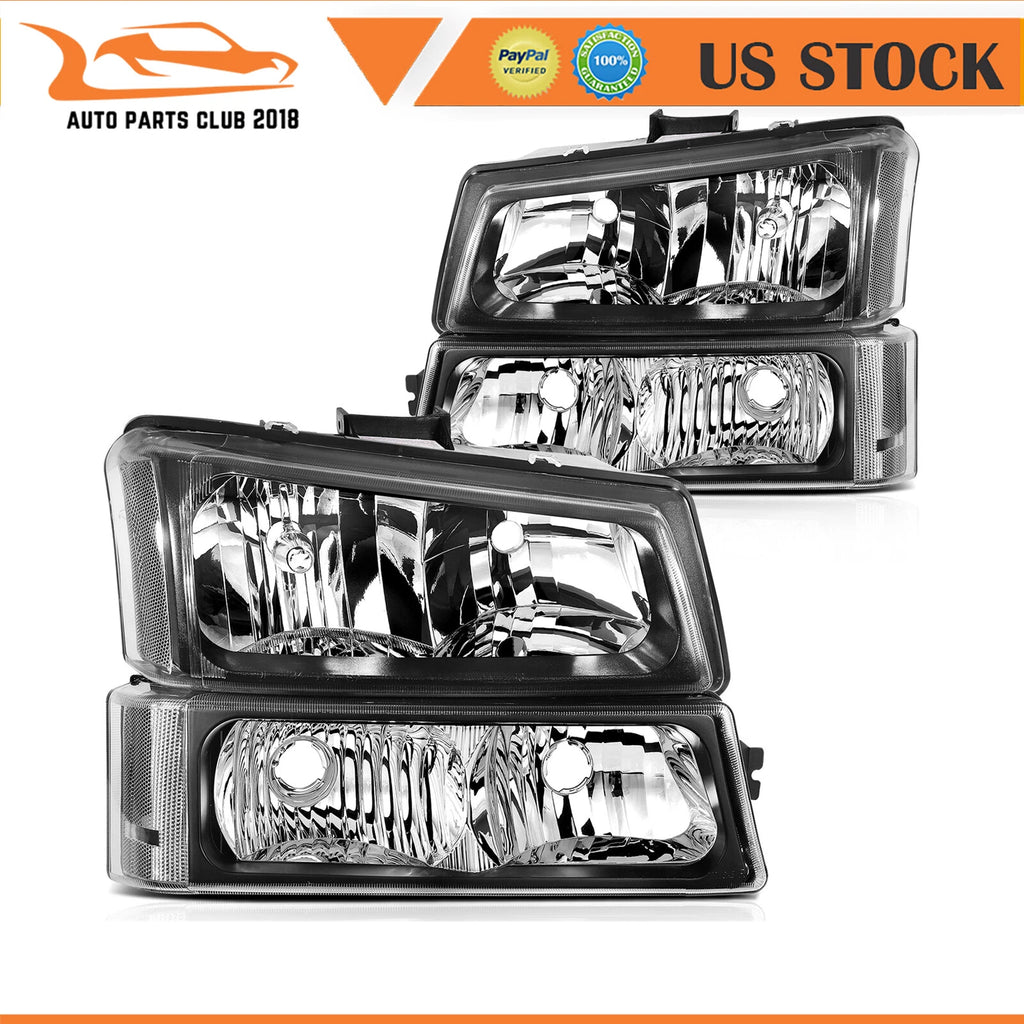 Headlight Assembly Pair for Chevrolet Avalanche (2003–2006) Black