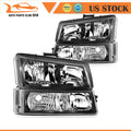 Headlight Assembly Pair for Chevrolet Avalanche (2003–2006) Black