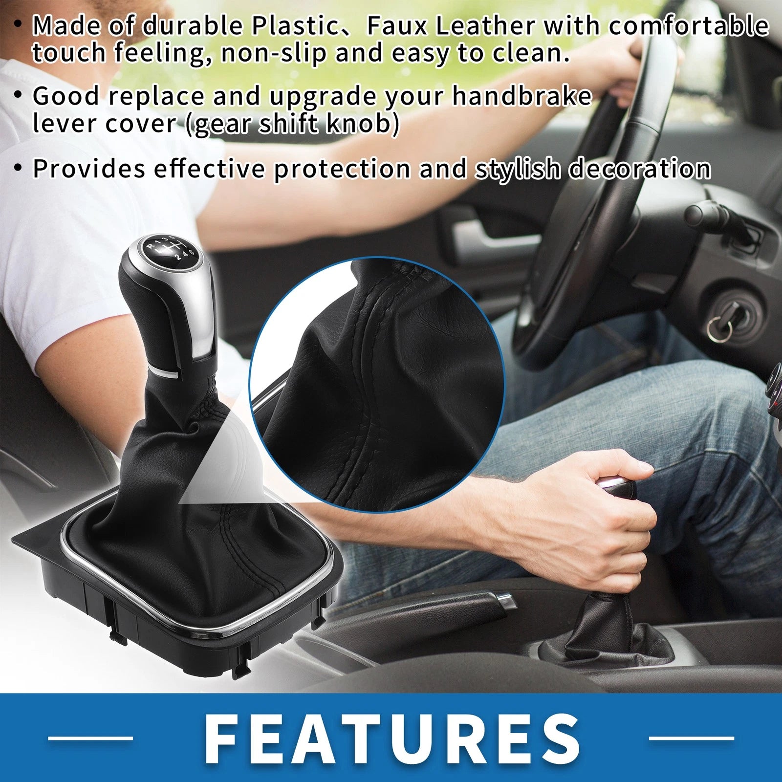 6 Speed Manual Gear Shifter Knob with Cover for Volkswagen Eos (2007–2016)