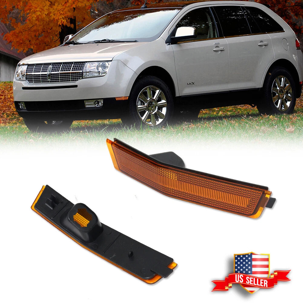2X Amber Front Bumper Side Marker Lights for Lincoln MKX (2007–2010)
