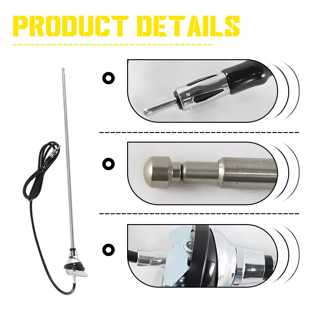 3 Section Flexible AM/FM Radio Antenna for Universal Fitment (Vintage)