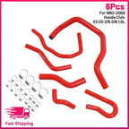 Set of 6 Silicone Radiator Hoses for Honda Civic (1992–2000) D15 D16 Red