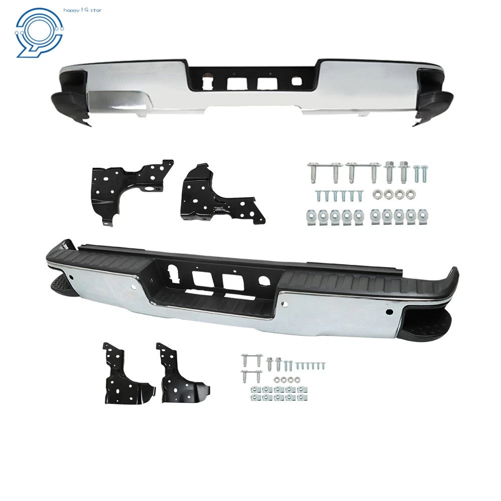 Steel Chrome Rear Bumper Assembly for Chevy Silverado/GMC Sierra 1500 (2014–2018)