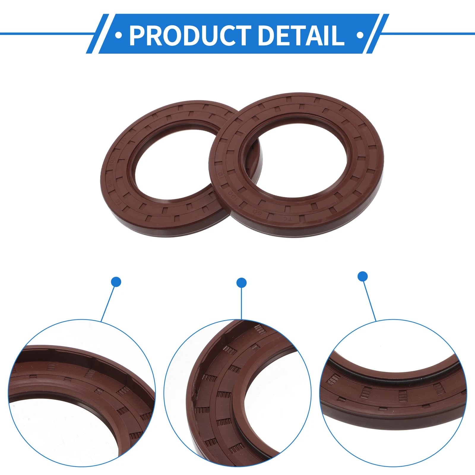 2X Oil Seal Rotary Shaft Seal FKM Rubber 60x100x10mm  