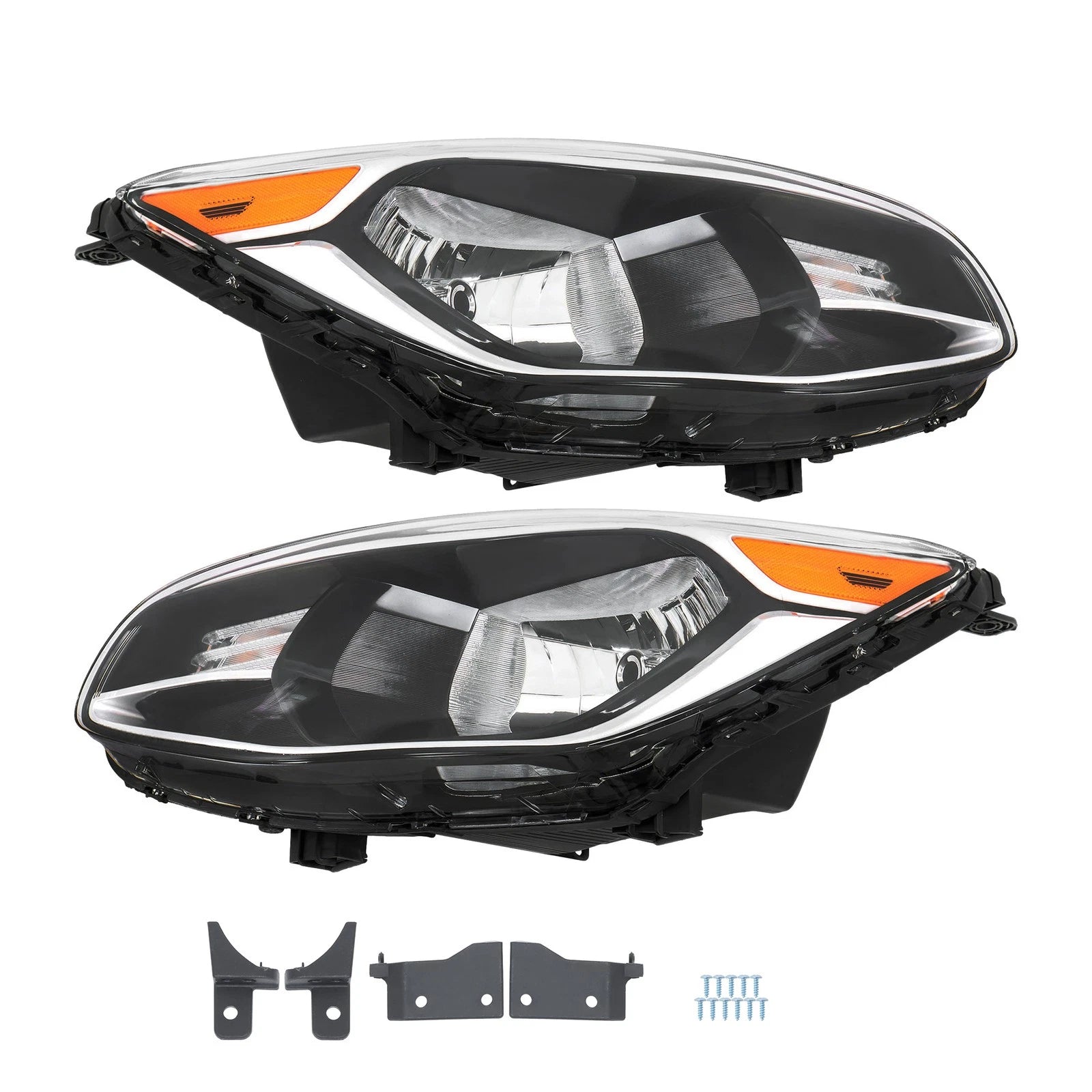 Pair of Black Housing Halogen Headlights for Kia Soul (2014-2019)