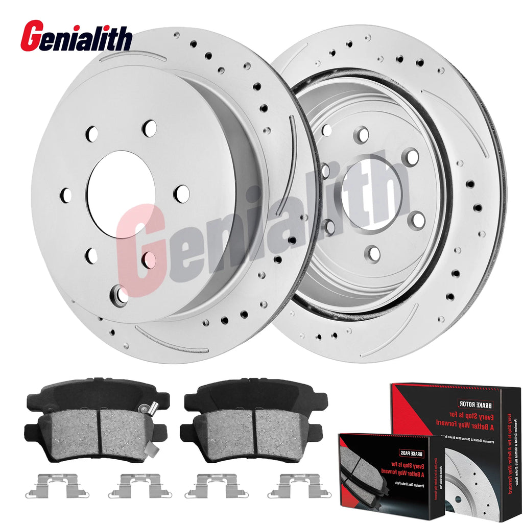 Set of 2 Rear Coated Brake Rotors & Pads for Nissan Frontier Xterra (2005–2019)