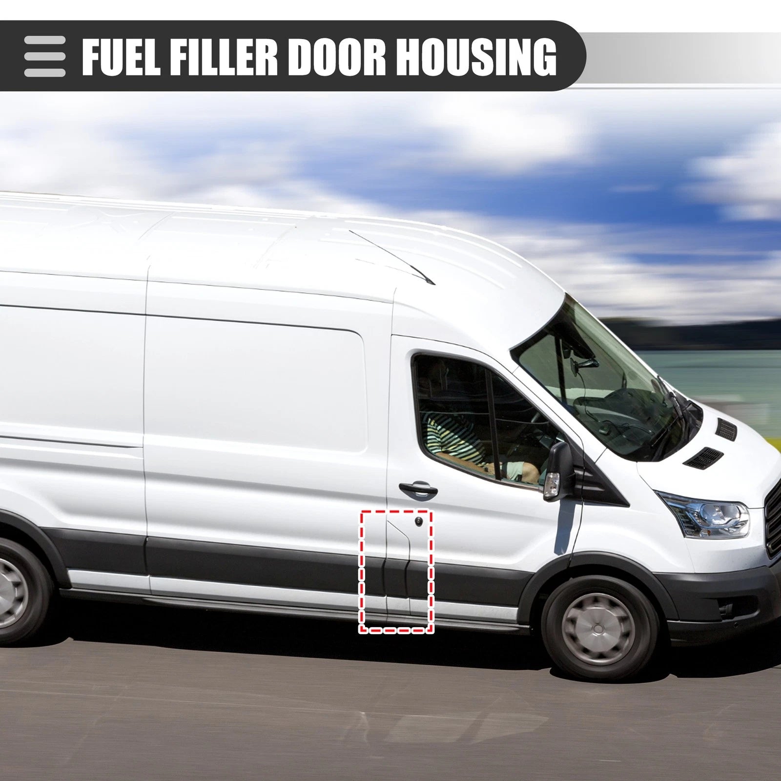 Fuel Filler Door Housing Pocket for Ford Transit 150 250 350 (2015–2023) Black