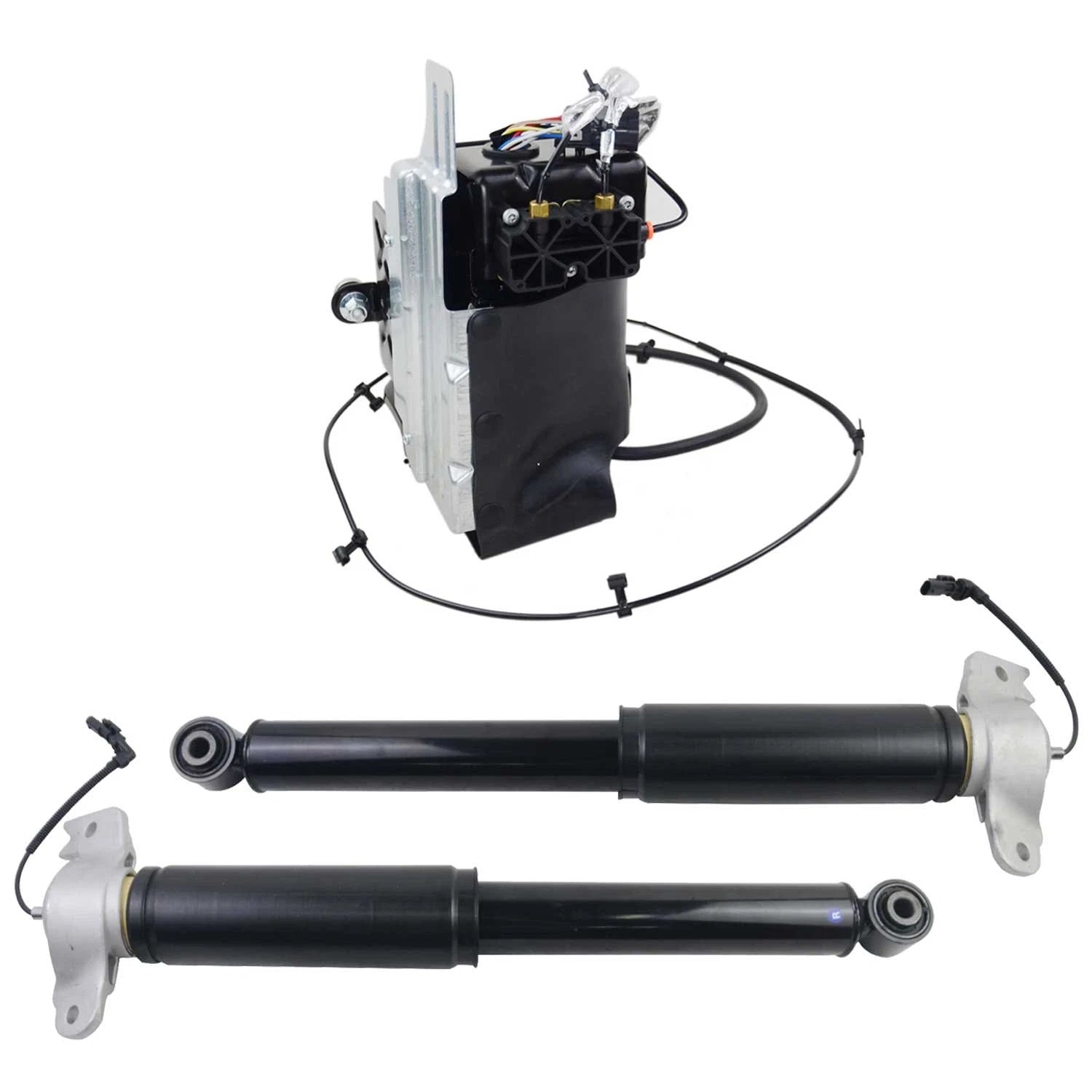 2 Rear Shock Absorbers + 1 Air Compressor for Cadillac XTS (2013–2018)