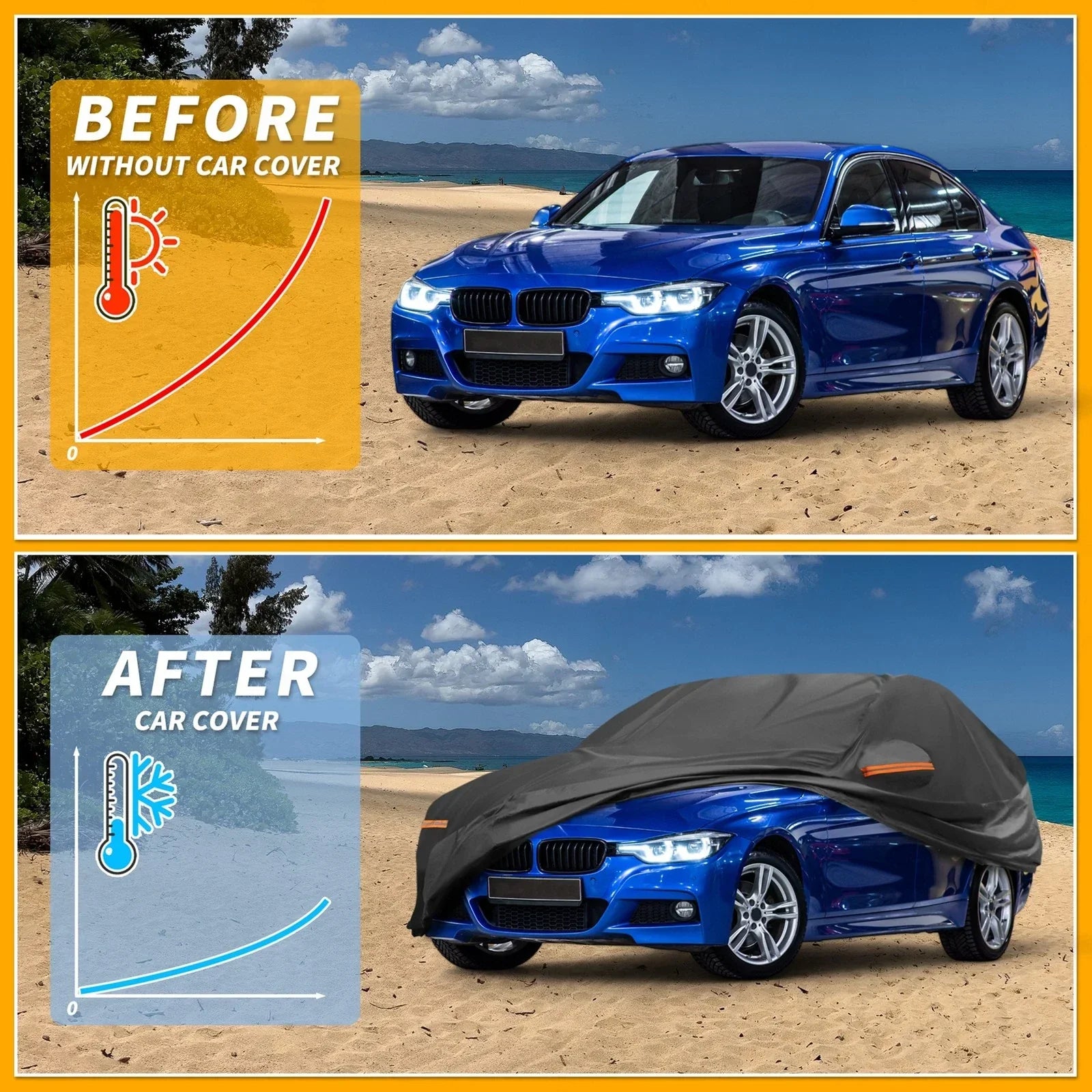 Car Cover 210D-PU Waterproof All Weather for BMW 1 Series Sedan Black
