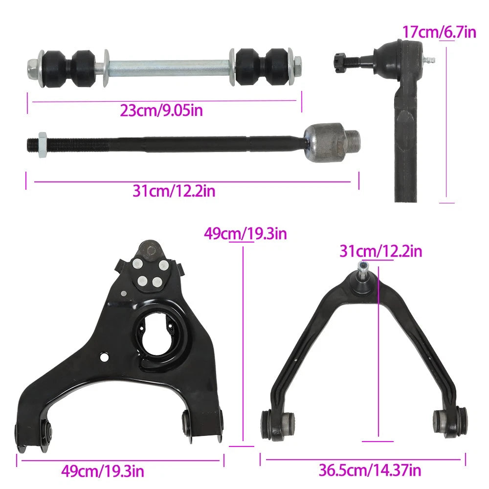 Set of 12 Front Control Arms for GMC Sierra, Chevrolet Silverado 1500 (1999–2006)