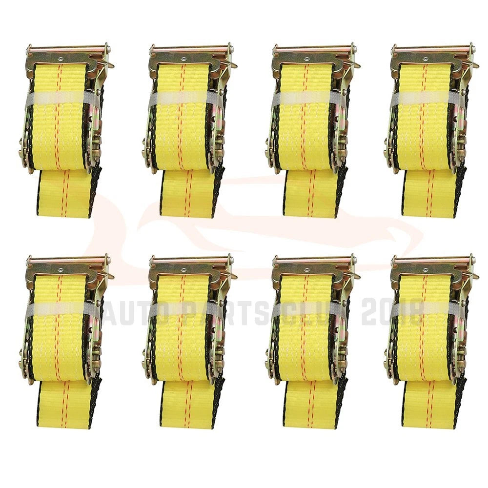 Set of 8 E Track Ratchet Tie Down Straps for Truck Trailer Cargo Van