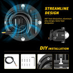 3" 8D Lens LED Work Lights for Car SUV Off Road