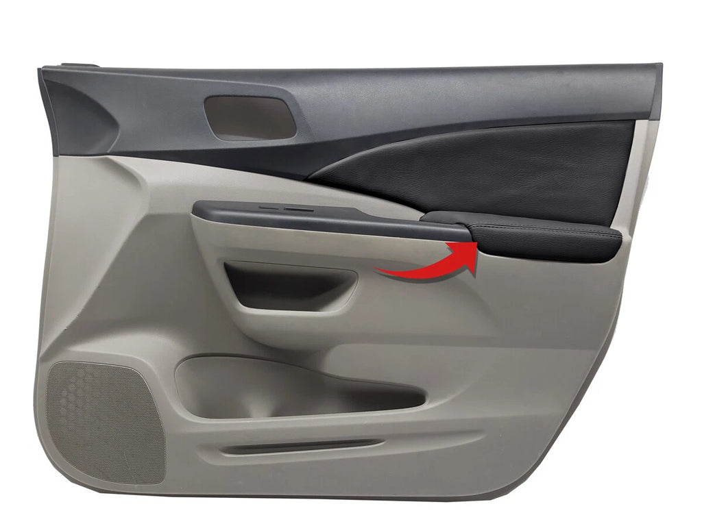 Front & Rear Armrest Door Panel Covers for Honda CR-V (2012–2016) Black PVC