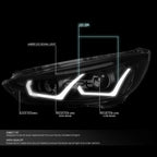 LED Halo Headlights for Ford Focus (2015–2018) - Smoked Tint, Projector