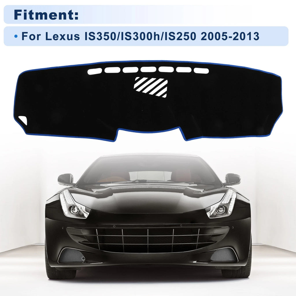 Dash Cover for Lexus IS350/IS300h/IS250 (2005–2013) Black Polyester Blue Edge