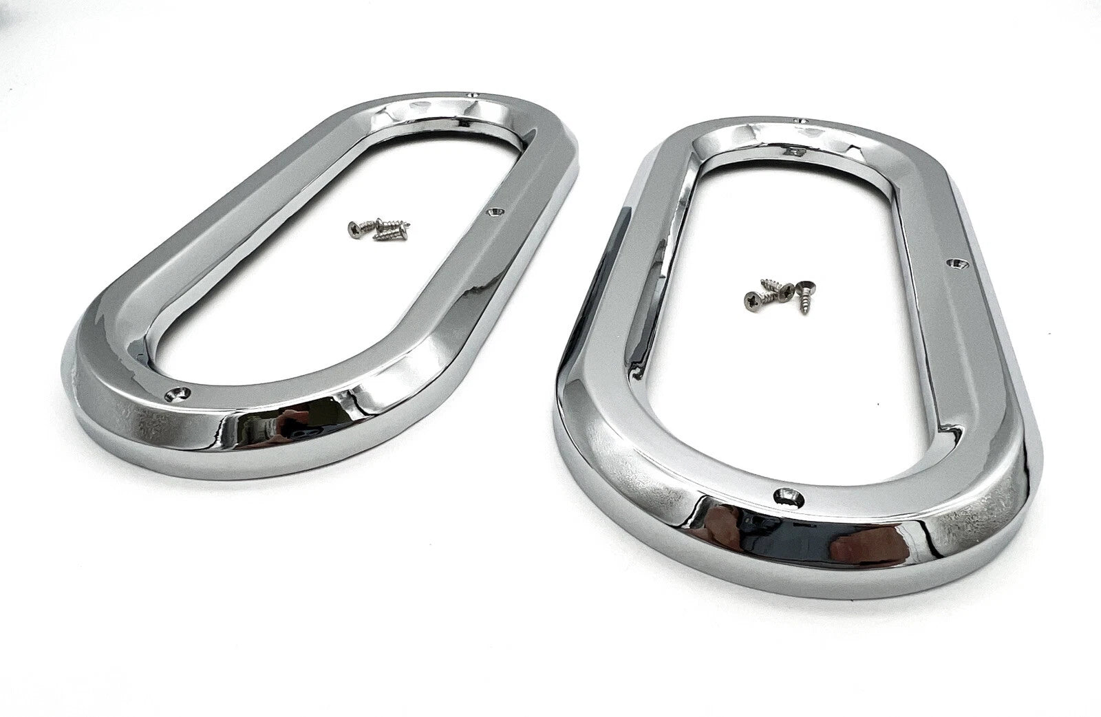 Chrome Semi Truck Trailer Light Bezels for 6 Inch Oval Lights (Qty 1)