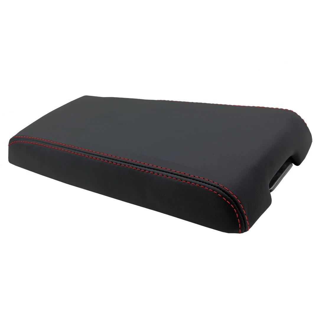 Leather Synthetic Console Armrest Cover for Jeep Liberty (2008–2013) Red Stitch