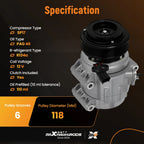 A/C Compressor & Clutch for Ford Fusion (2006–2009) Lincoln MKZ (2010) CO11209C