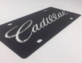 Cadillac Script Emblem Black License Plate Frame with Mirror (Made in USA)