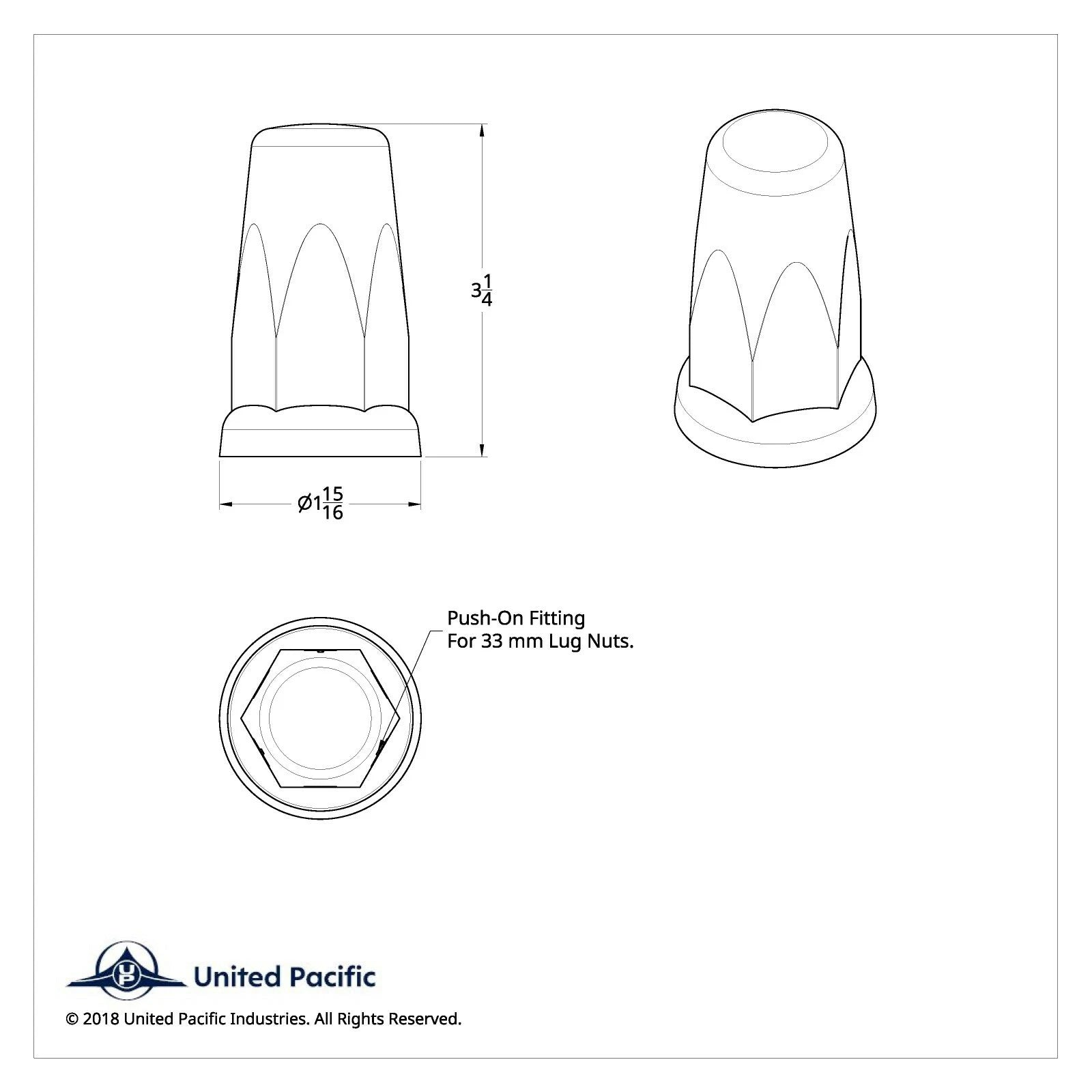 Chrome Lug Nut Covers 33mm Push-On for Ford F-150 60-Pack (1974–2023)