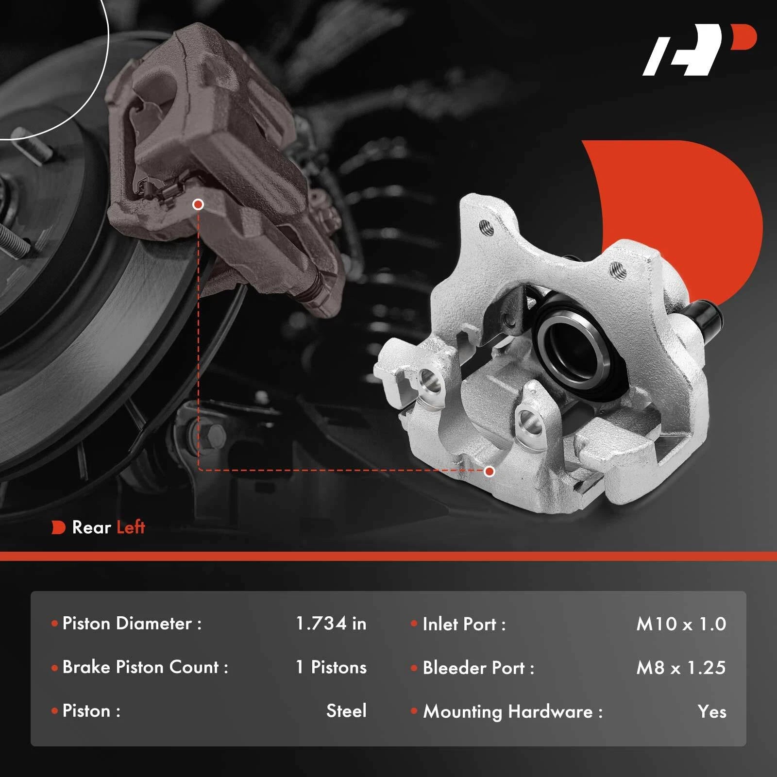 Rear Left Brake Caliper with Bracket for BMW E90 335i (2007-2013)