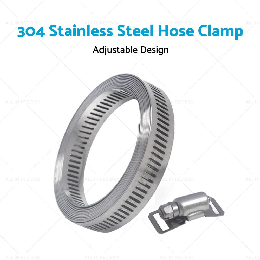 304 Stainless Steel Worm Clamp Hose Clamps Set of 4 Adjustable