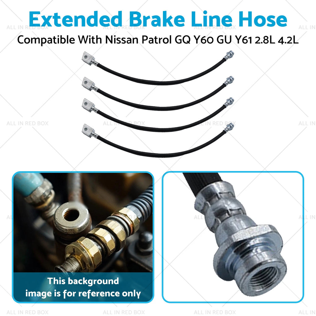 4X Extended Brake Line Hose for Nissan Patrol GQ GU Y60 Y61 (1988–1999)