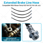 4X Extended Brake Line Hose for Nissan Patrol GQ GU Y60 Y61 (1988–1999)