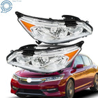 Set of 2 Halogen Headlights with DRL for Honda Accord Sedan (2016–2017)
