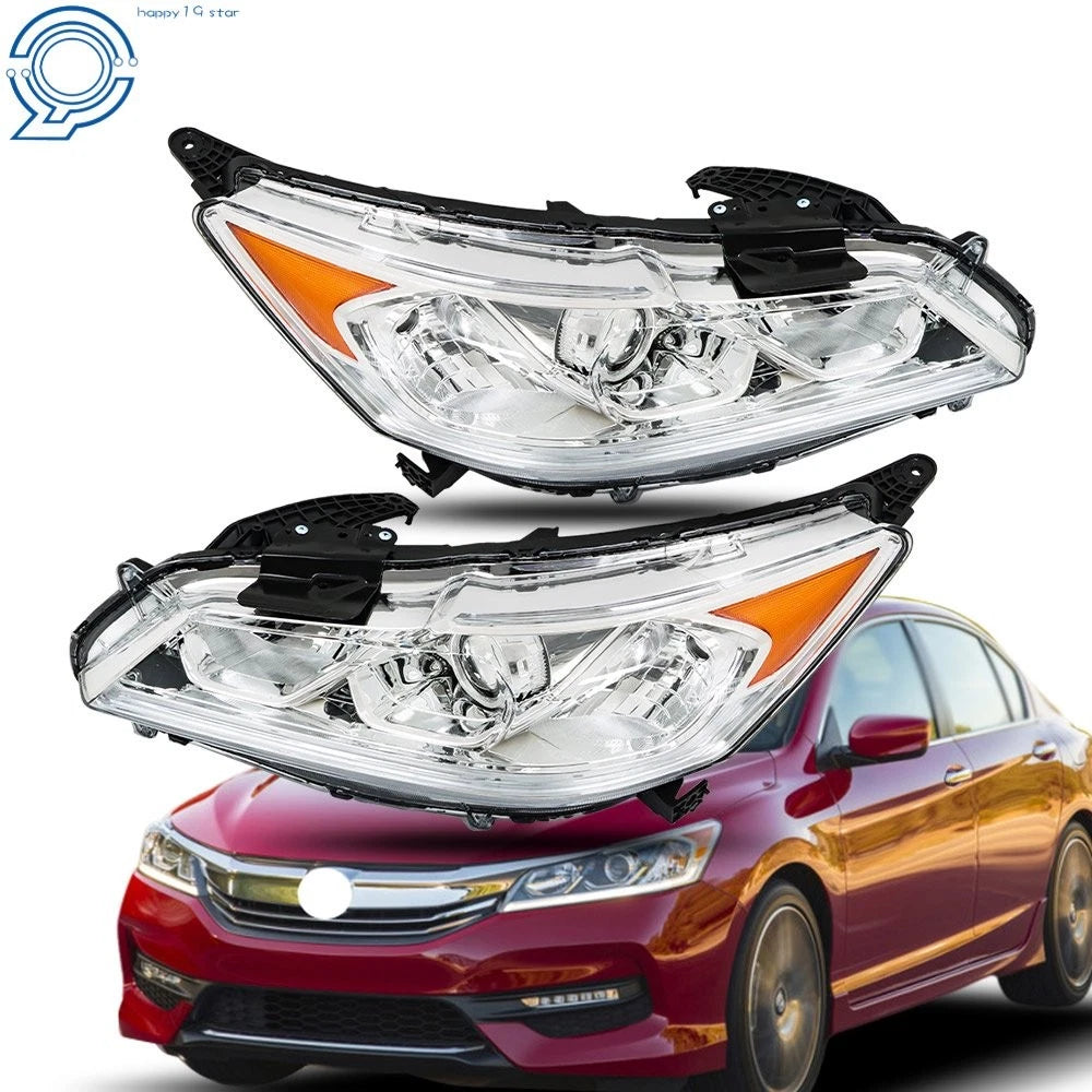 Set of 2 Halogen Headlights with DRL for Honda Accord Sedan (2016–2017)