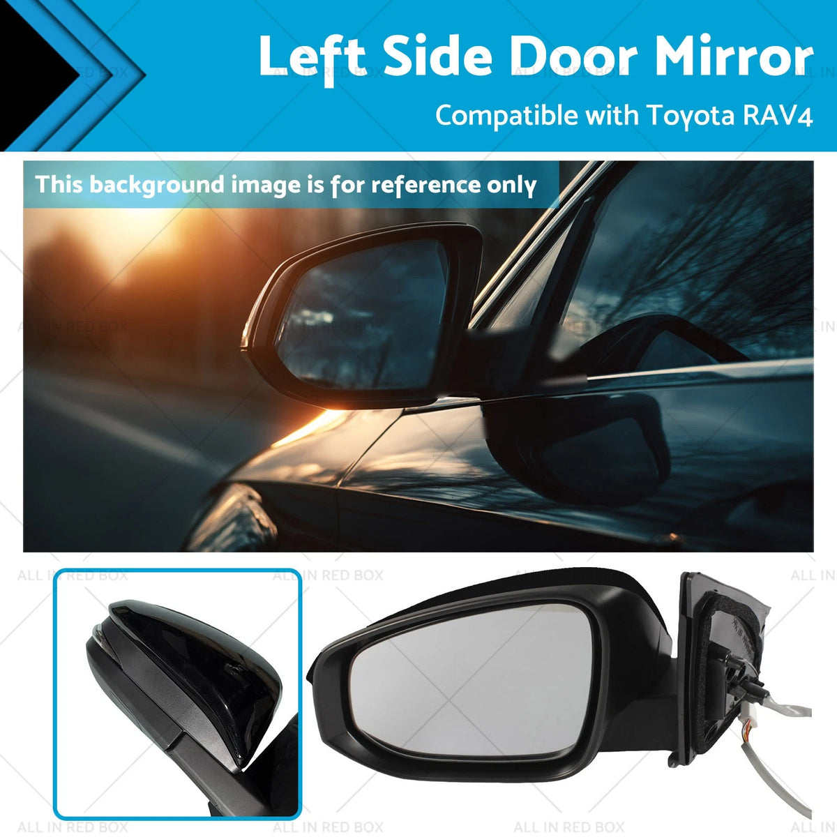 Left Door Mirror for Toyota RAV4 (2013–2018) Black No Autofold