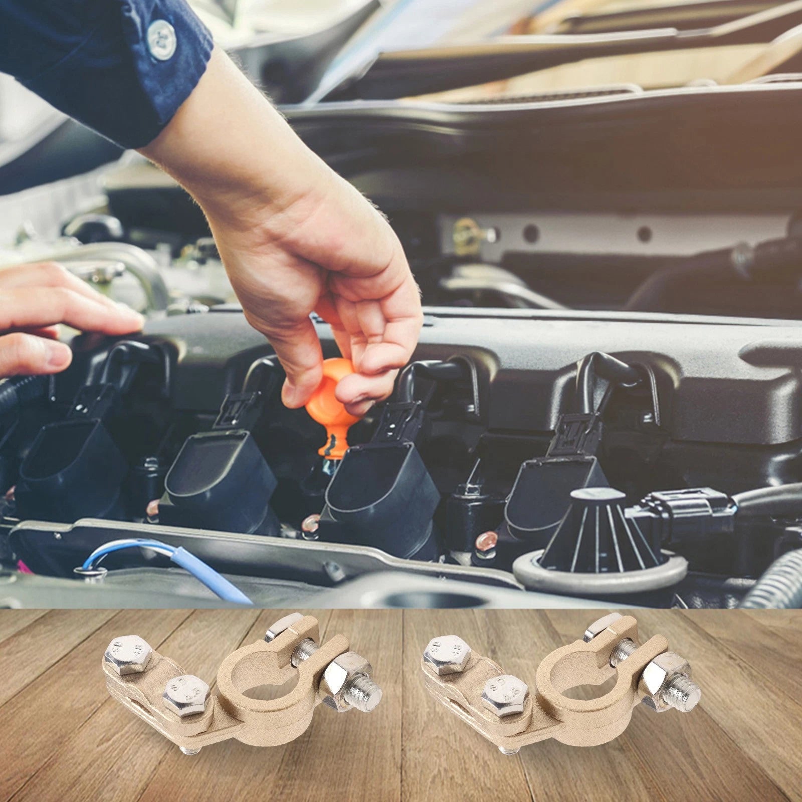 Set of 2 Bolt On Battery Connection Terminals for Automotive Use