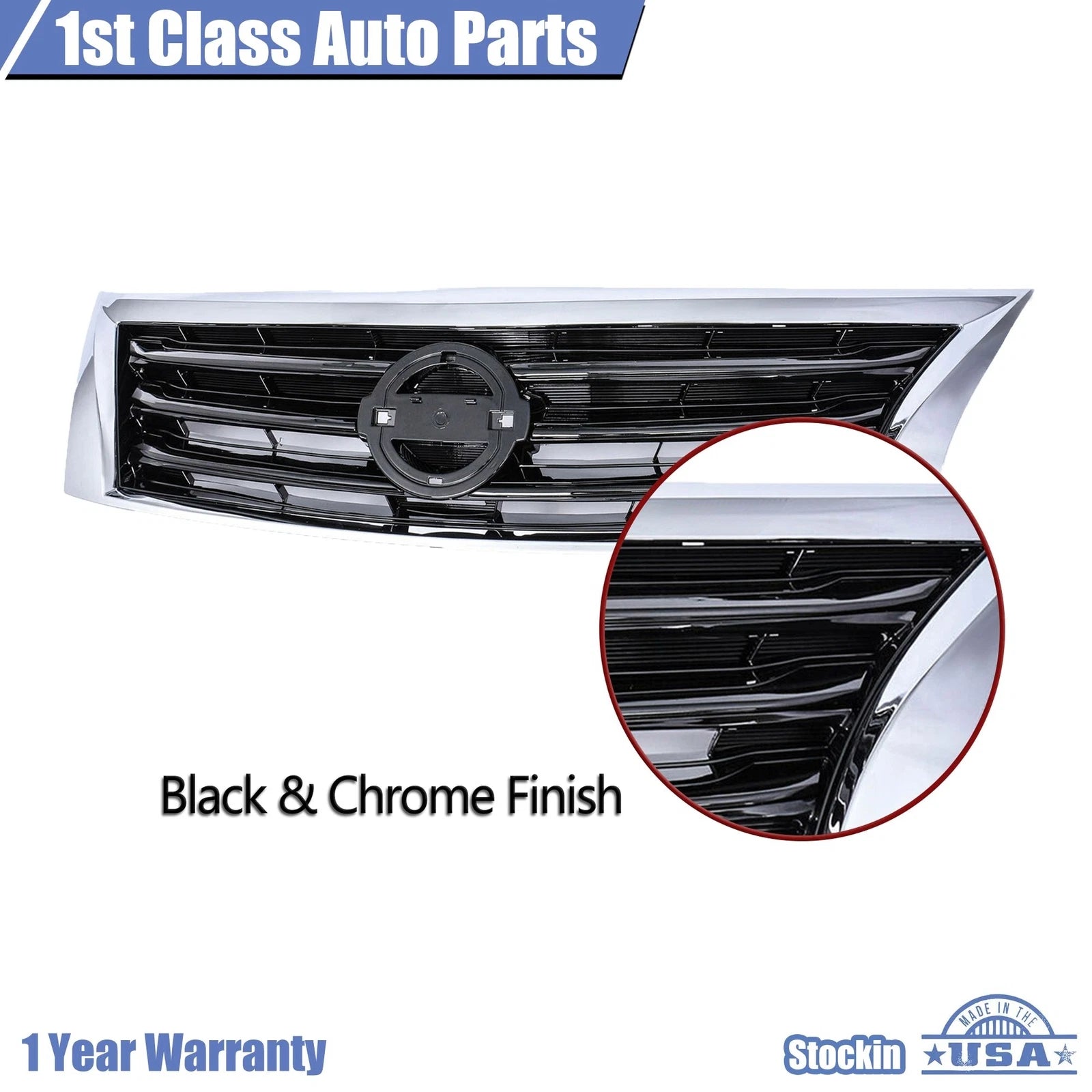 Black & Chrome Grille for Nissan Altima (2013–2015)